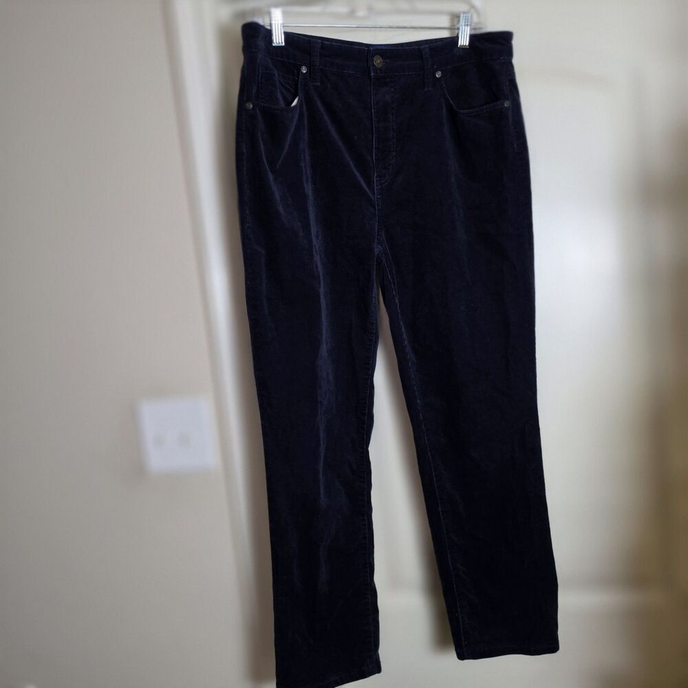 Talbots Corduroy‎ Pants Womens 10 Blue High-Waist Straight Leg Stretch Casual